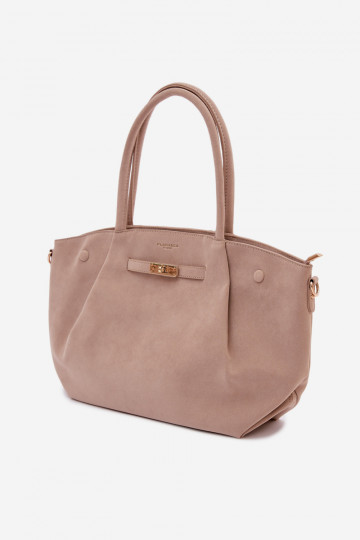 Bolsa tipo shopper de camurça sintética cor marfim Nellia 2