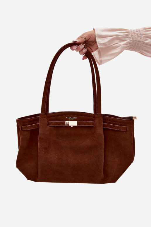 Portátil Typu Compradorde camurça ecológicau cor marrom Elleea