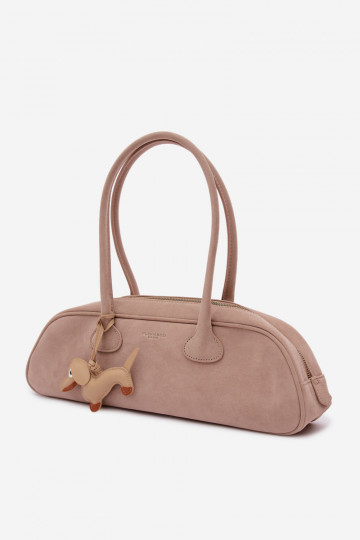 Bolsa baguette com fecho de camurça sintética na cor marfim Annette 2