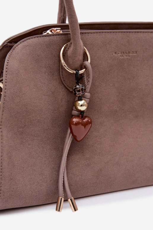 PortátilBrelokiem I com fivelasmi de camurça ecológicaoParaa Escurobege Violette