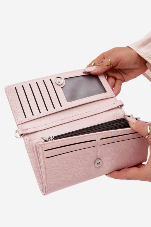 Carteira Portátil dois em um com alças rosa Suzette