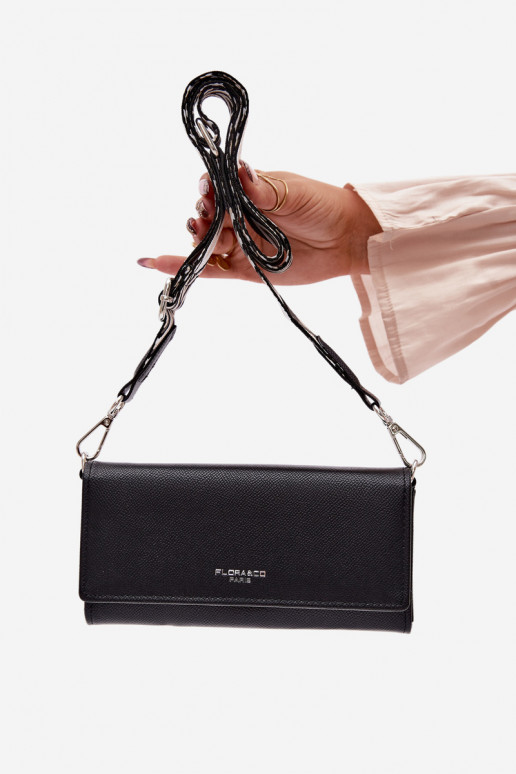 Carteira Portátil dois em um com alças cor preta Suzette