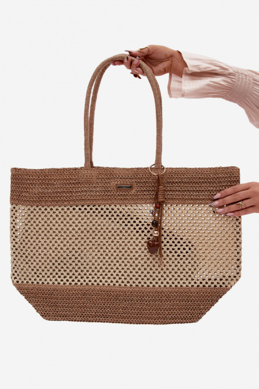 Trançado Bolsa/bolsa Comprador GrandeBrelokiem cor de marfim Lucette