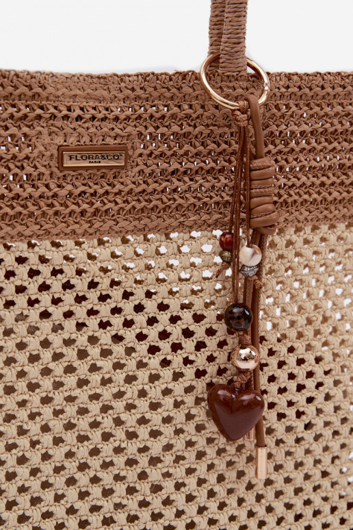 Trançado Bolsa/bolsa Comprador GrandeBrelokiem cor de marfim Lucette