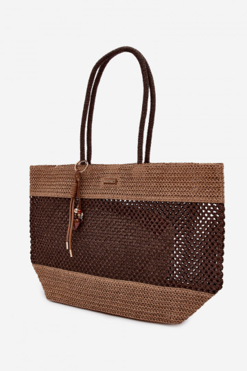 Bolsa de compras grande com chaveiro marrom Lucette 2