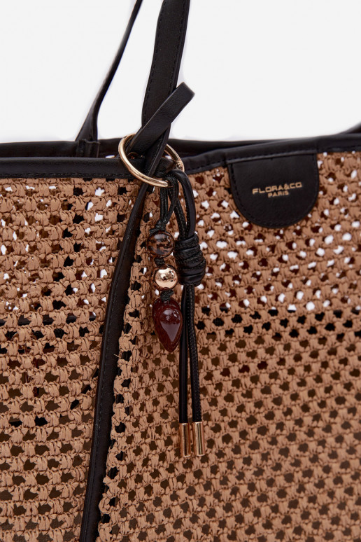 Trançado Portátil Typu CompradorBrelokiem Grande marrom-preto Mella