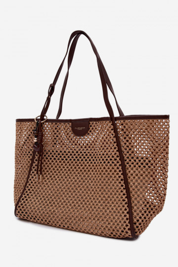 Bolsa de compras trançada grande na cor marrom Mella 2