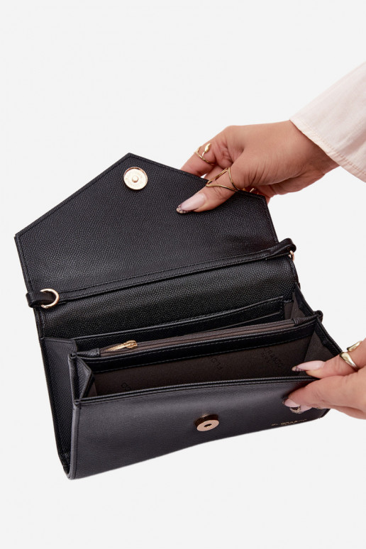 Portátil tipo de envelope Carteira dois em um com faixas decorativas preto Pauline