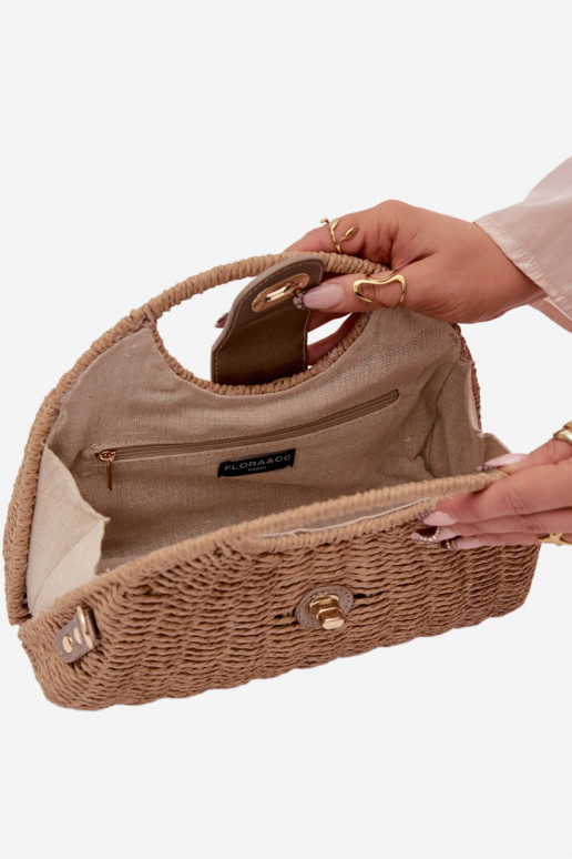 Trançado Uma bolsa pequena com faixas decorativas marrom-cor dourada Delphine