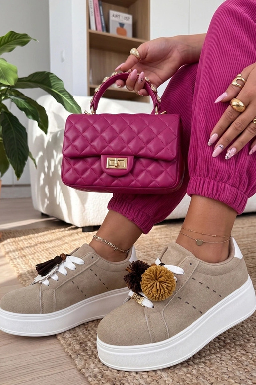 Ténis de cor areia em plataforma Oktawia