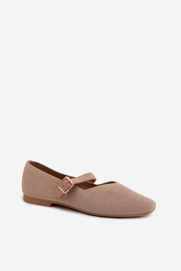BailarinasSapatos listradosgo Tem que serterialu Pasek com fivelas bege Calvra 2
