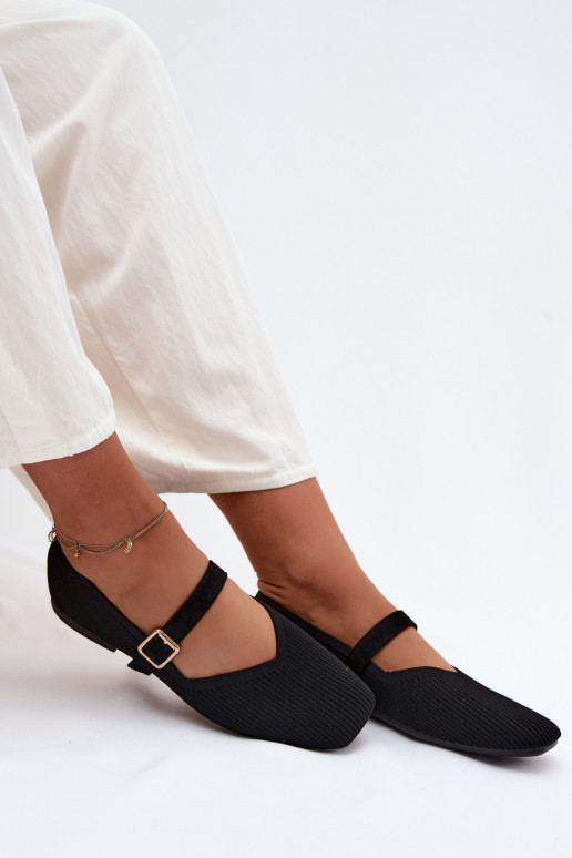BailarinasSapatos listradosgo Tem que serterialu Pasek com fivelas cor preta Calvra