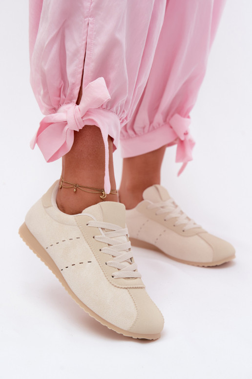 À modalo de tênis Femininode camurça ecológicau Baixo cor de marfim Melvelin