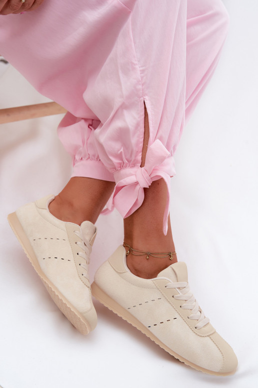 À modalo de tênis Femininode camurça ecológicau Baixo cor de marfim Melvelin