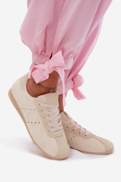 À modalo de tênis Femininode camurça ecológicau Baixo cor de marfim Melvelin