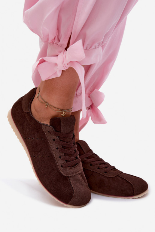 À modalo de tênis Femininode camurça ecológicau Baixo CzekoladoParae Melvelin