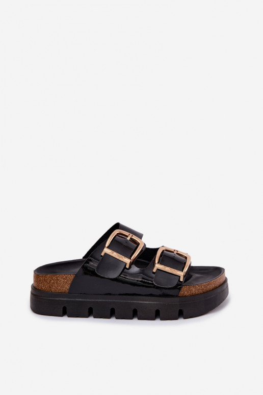 Chinelos de plataforma femininos em dourado com fivelas Lee Cooper LCIN-26-35-4459L