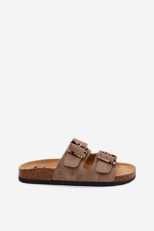 Chinelos femininos com fivelas Lee Cooper LCEM-26-35-4451L cor cáqui