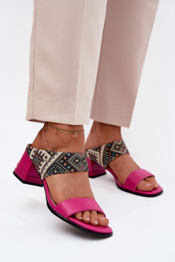 Pele Estampado Chinelos femininos com salto Tem que serciejka K7522-15 cor rosa