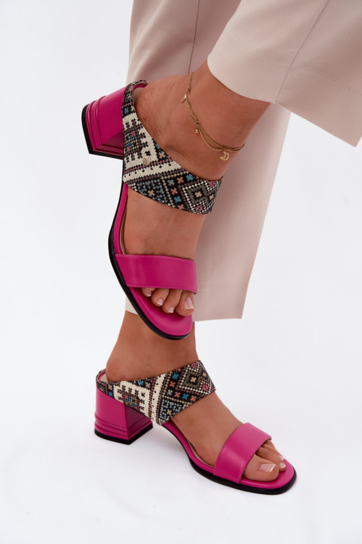 Pele Estampado Chinelos femininos com salto Tem que serciejka K7522-15 cor rosa