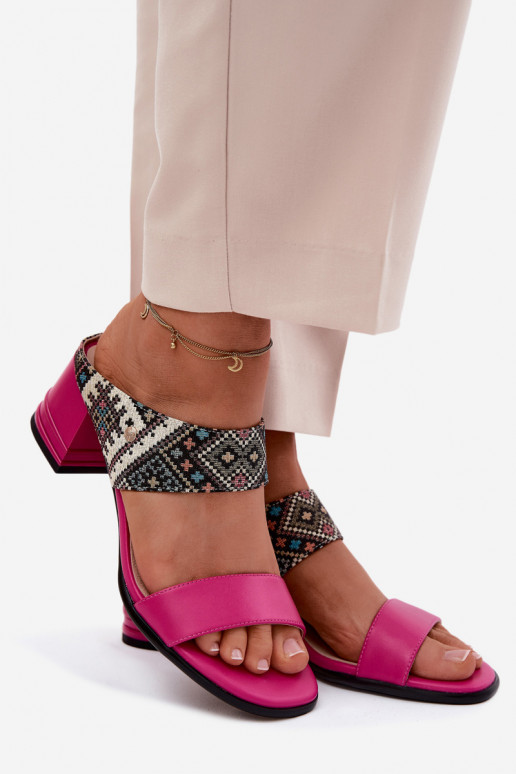 Pele Estampado Chinelos femininos com salto Tem que serciejka K7522-15 cor rosa