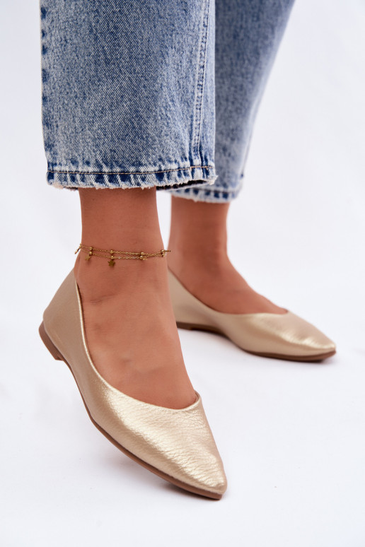 Balerinas de couro sintético cor dourada Nelisa