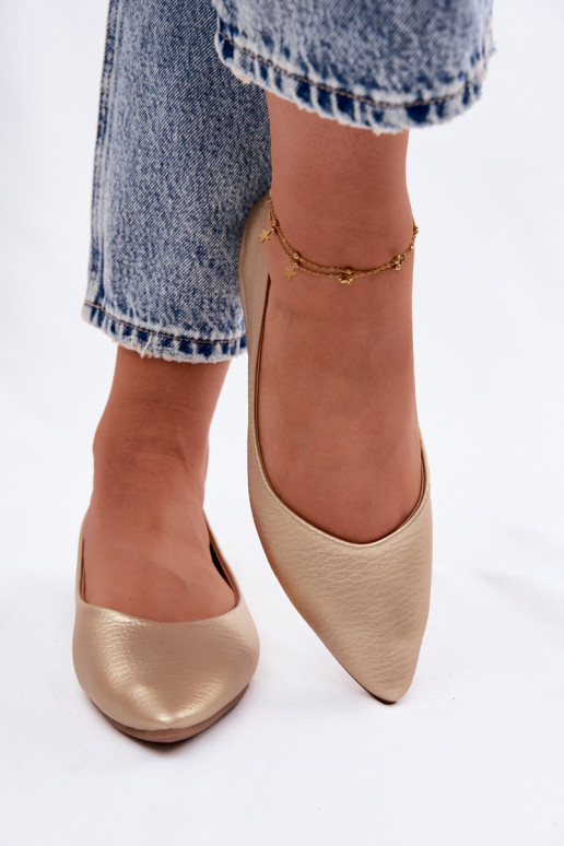 Balerinas de couro sintético cor dourada Nelisa