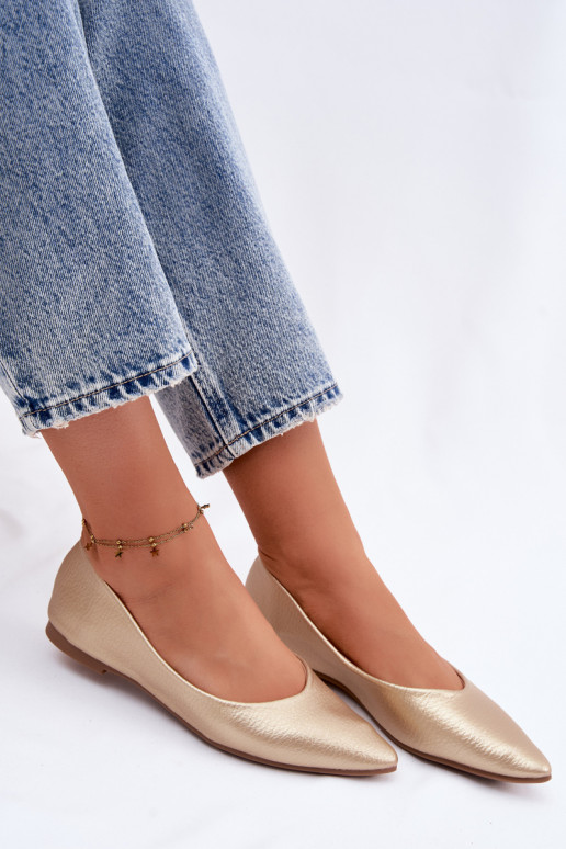 Balerinas de couro sintético cor dourada Nelisa