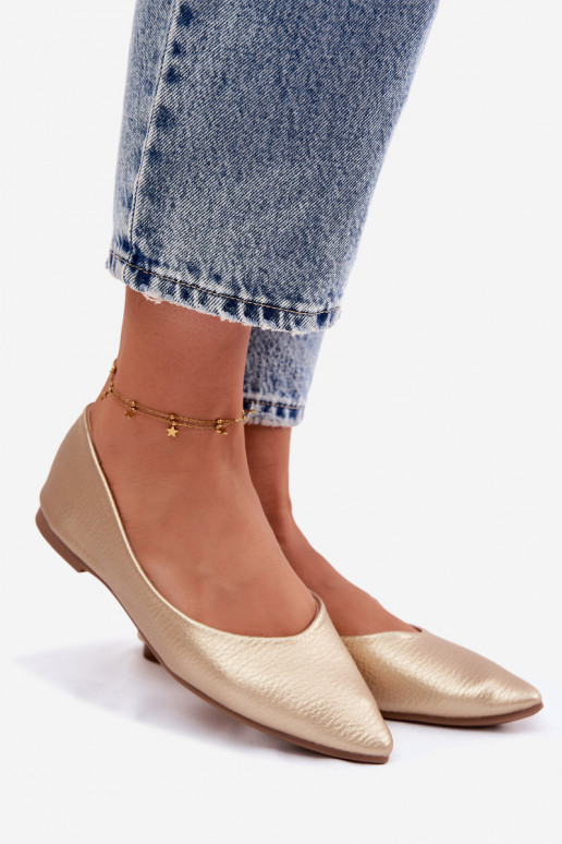 Balerinas de couro sintético cor dourada Nelisa