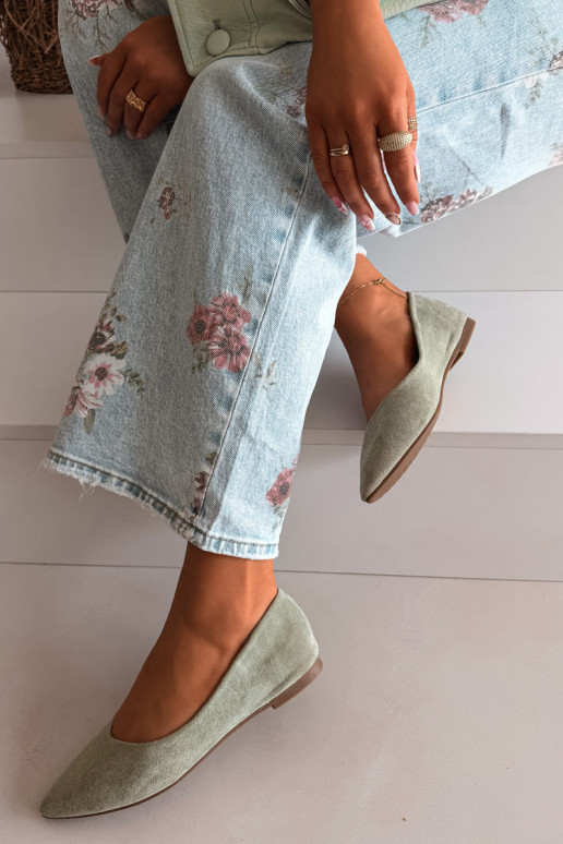 Balerinas planas de camurça sintética cor verde Lelisa