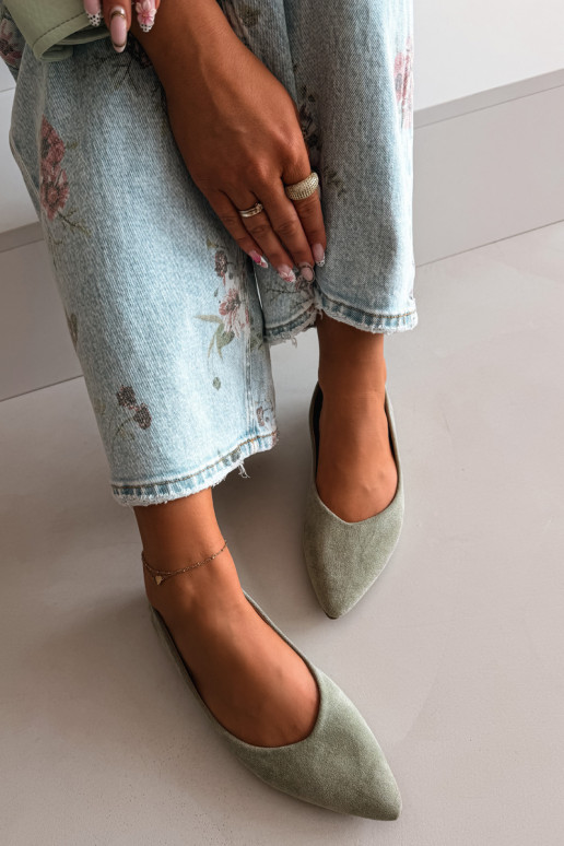 Balerinas planas de camurça sintética cor verde Lelisa