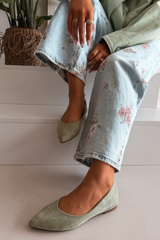 Balerinas planas de camurça sintética cor verde Lelisa