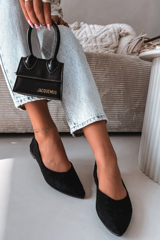 Balerinas planas de camurça sintética cor preta Lelisa