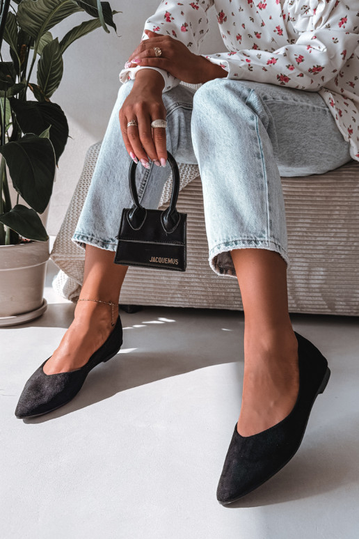 Balerinas planas de camurça sintética cor preta Lelisa