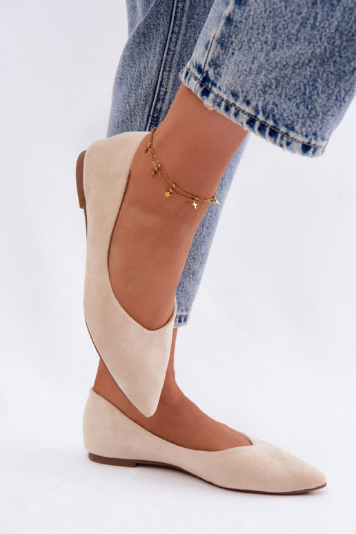 Balerinas planas de camurça sintética cor areia Lelisa