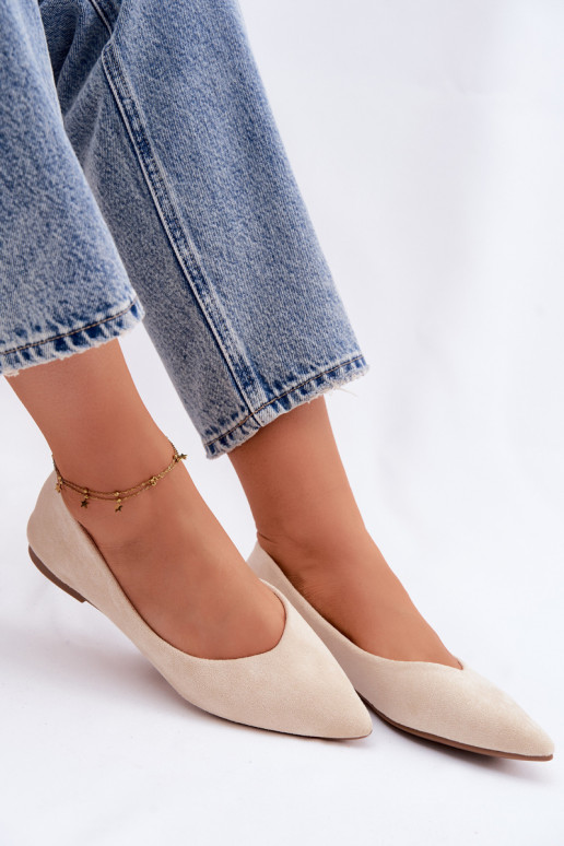 Balerinas planas de camurça sintética cor areia Lelisa