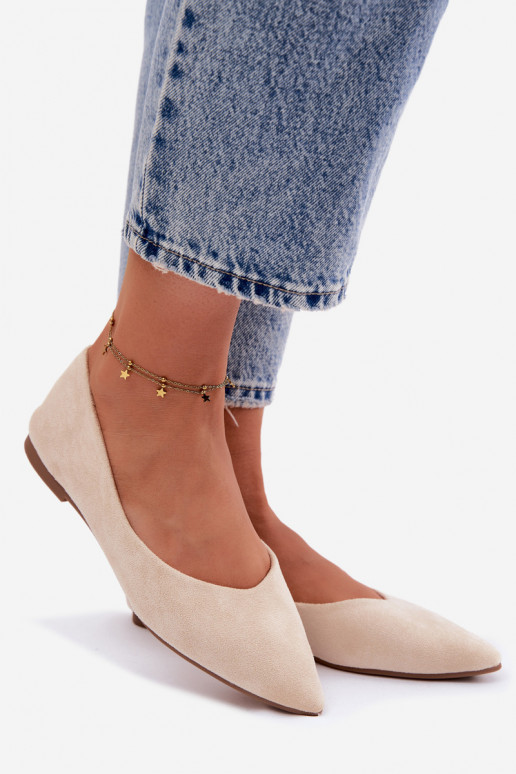 Balerinas planas de camurça sintética cor areia Lelisa