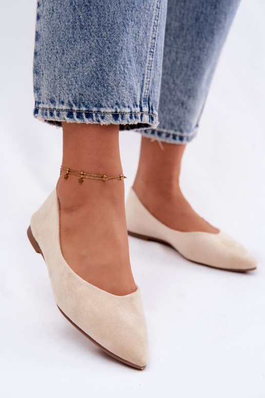 Balerinas planas de camurça sintética cor areia Lelisa