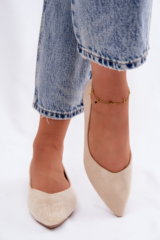 Balerinas planas de camurça sintética cor areia Lelisa