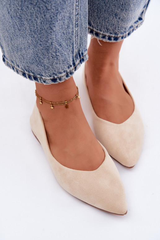 Balerinas planas de camurça sintética cor areia Lelisa