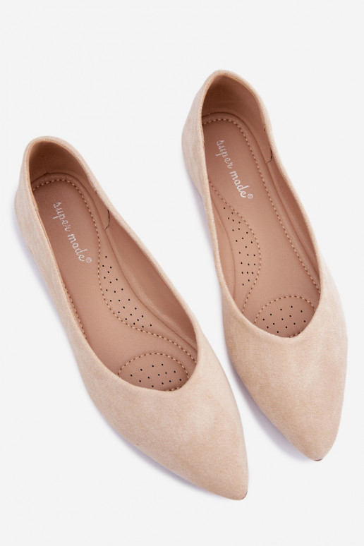 Balerinas planas de camurça sintética cor areia Lelisa
