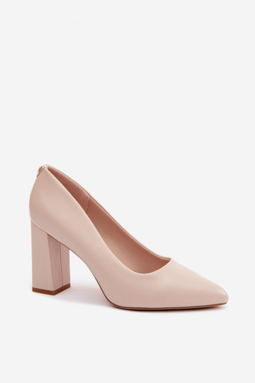 Sapatos com salto de couro sintético Sergio Leone PB216 cor marfim