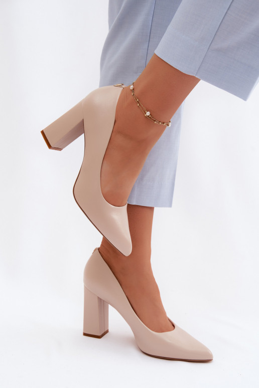 Sapatos com salto de couro sintético Sergio Leone PB216 cor marfim