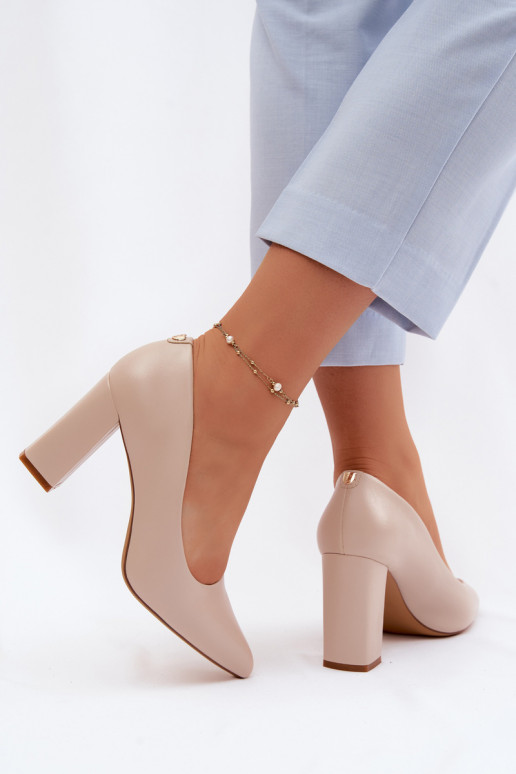 Sapatos com salto de couro sintético Sergio Leone PB216 cor marfim