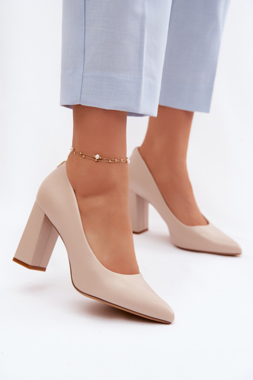 Sapatos com salto de couro sintético Sergio Leone PB216 cor marfim