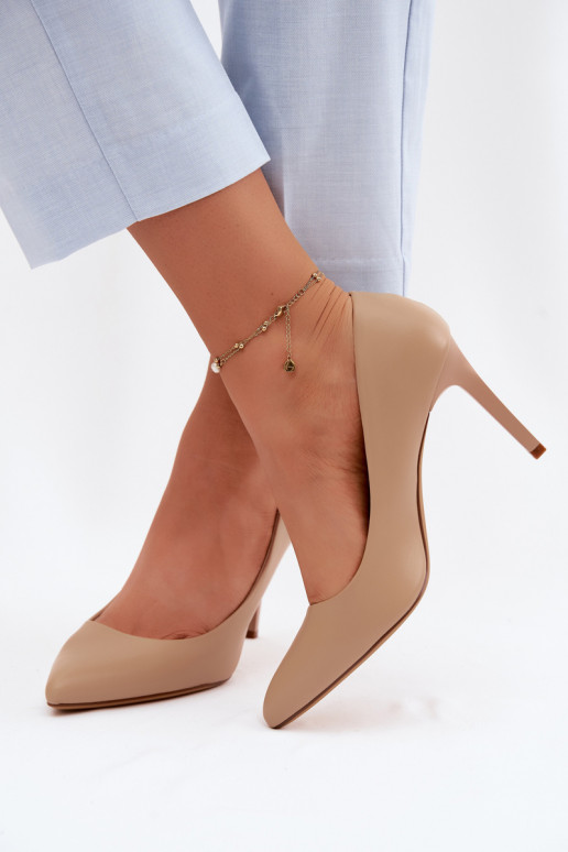 Sapatos de salto alto de couro sintético Sergio Leone 1339 cor areia