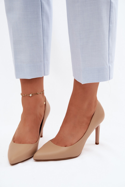 Sapatos de salto alto de couro sintético Sergio Leone 1339 cor areia