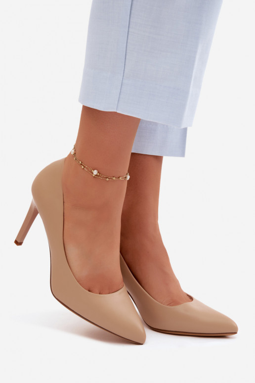 Sapatos de salto alto de couro sintético Sergio Leone 1339 cor areia