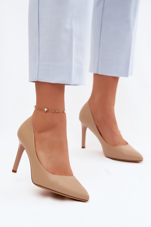 Sapatos de salto alto de couro sintético Sergio Leone 1339 cor areia