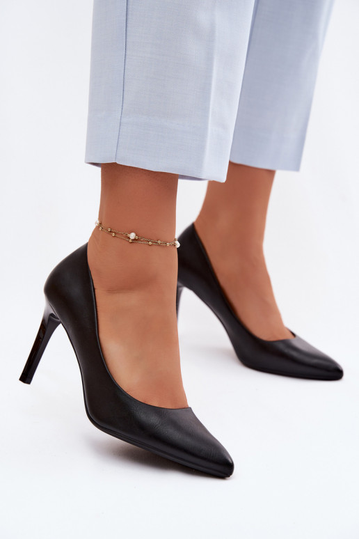 Sapatos de salto alto de couro sintético Sergio Leone 1339 pretos